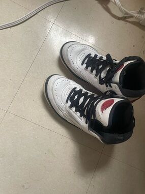 Air Jordan Style Kids' White and Black Sneakers with Red Accents